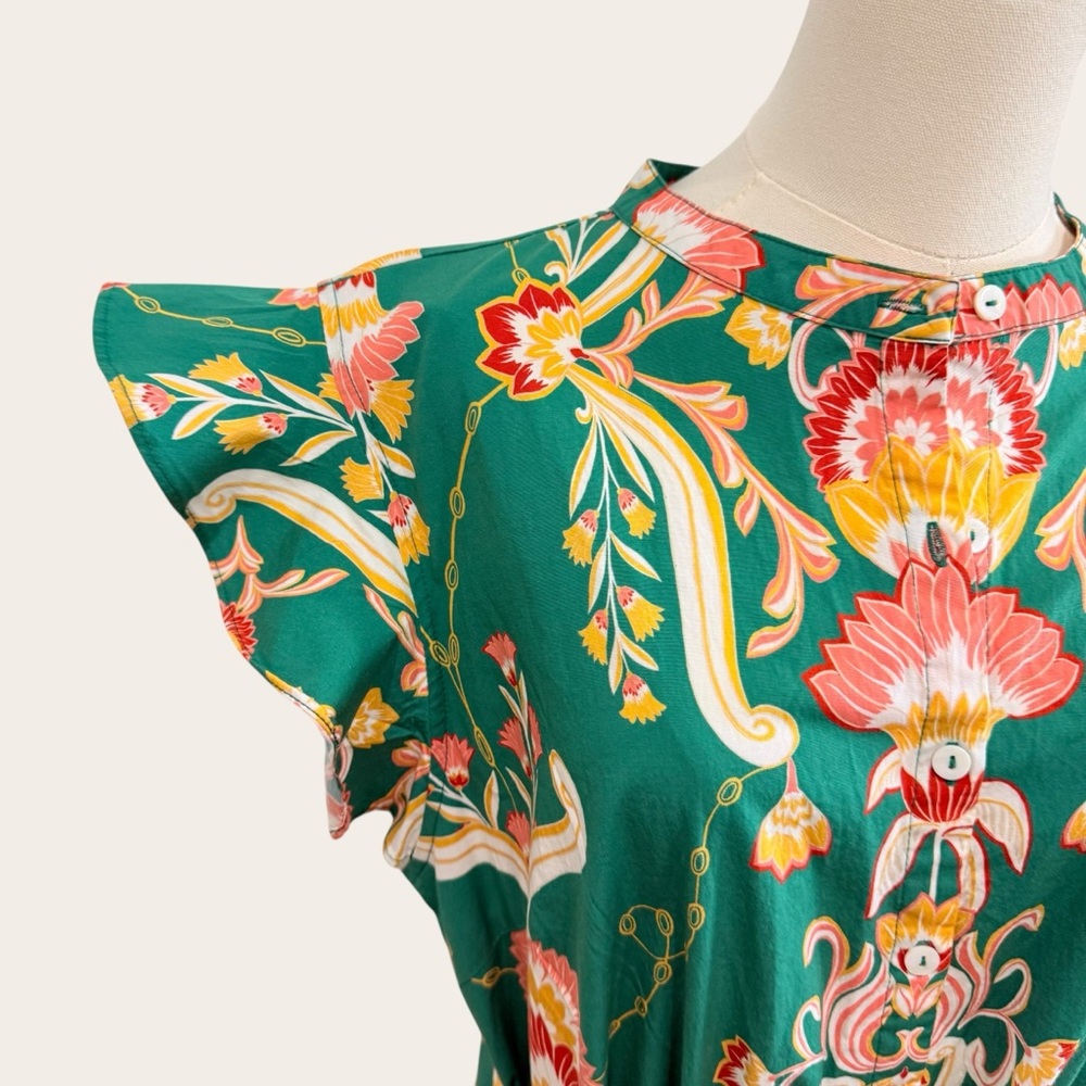 Jude Connally XL Mirabella Belted Maxi Dress Stretch Cotton Floral Jade NWT $268 - Picture 6 of 15